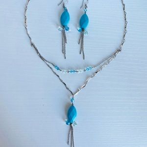 Turquoise Stone Necklace and Earrings set